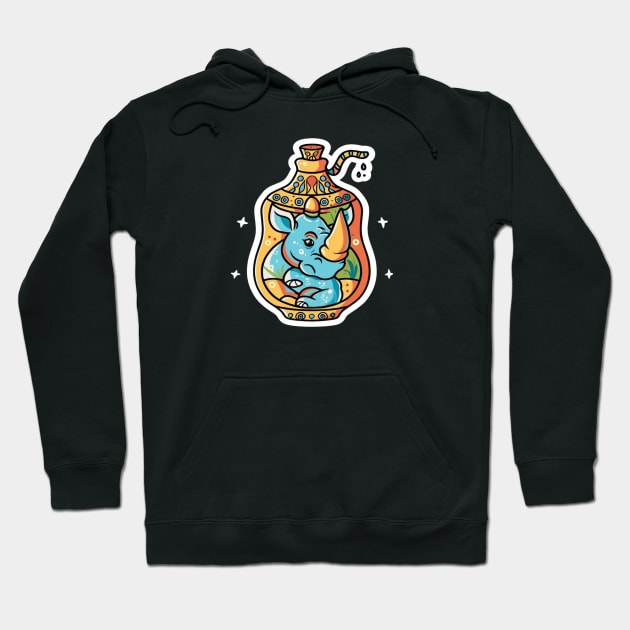 Stylized Rhino in a Genie Bottle Hoodie by joolsd1@gmail.com